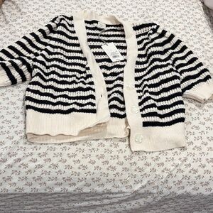 a new day Black and Cream Striped Cardigan